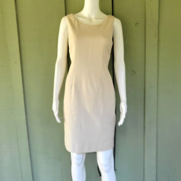 NWT ANTONIO MELANI Beige Exposed Zipper Sheath Dress 6 - Picture 1 of 5